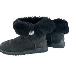 UGG Black Mini Bailey Button Bling Boots.  Size 8